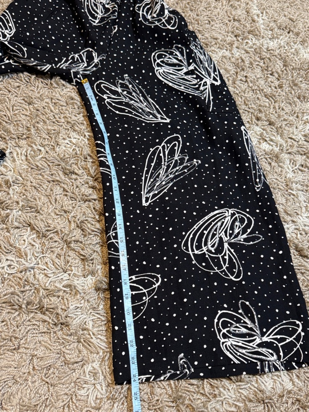 NWT Moonlight Black/Ivory Polka Dot & Scribble Print Cropped Pants size Large - Picture 11 of 13
